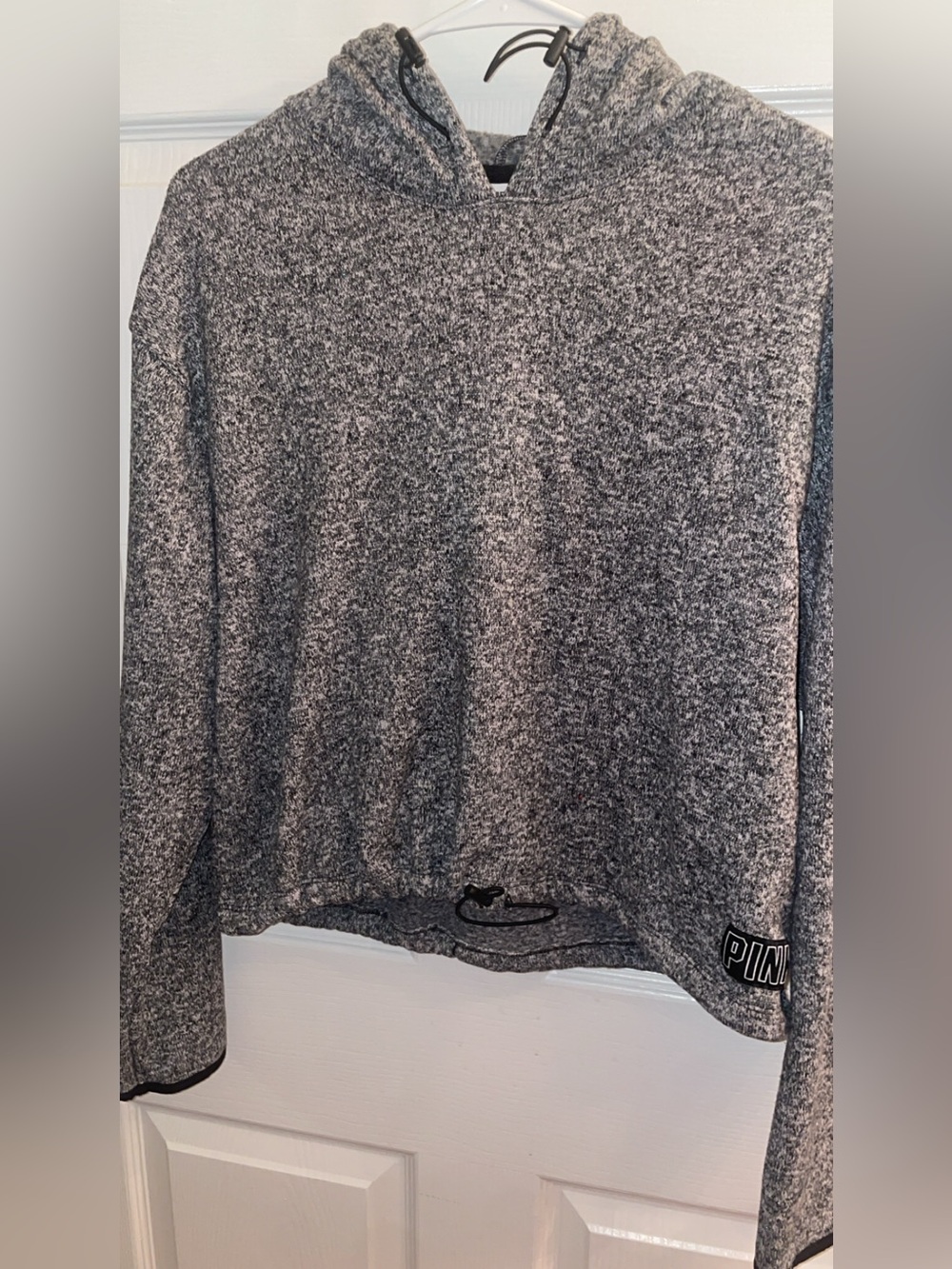 PINK Victoria's Secret Gray Marled Hooded Crew Sweater